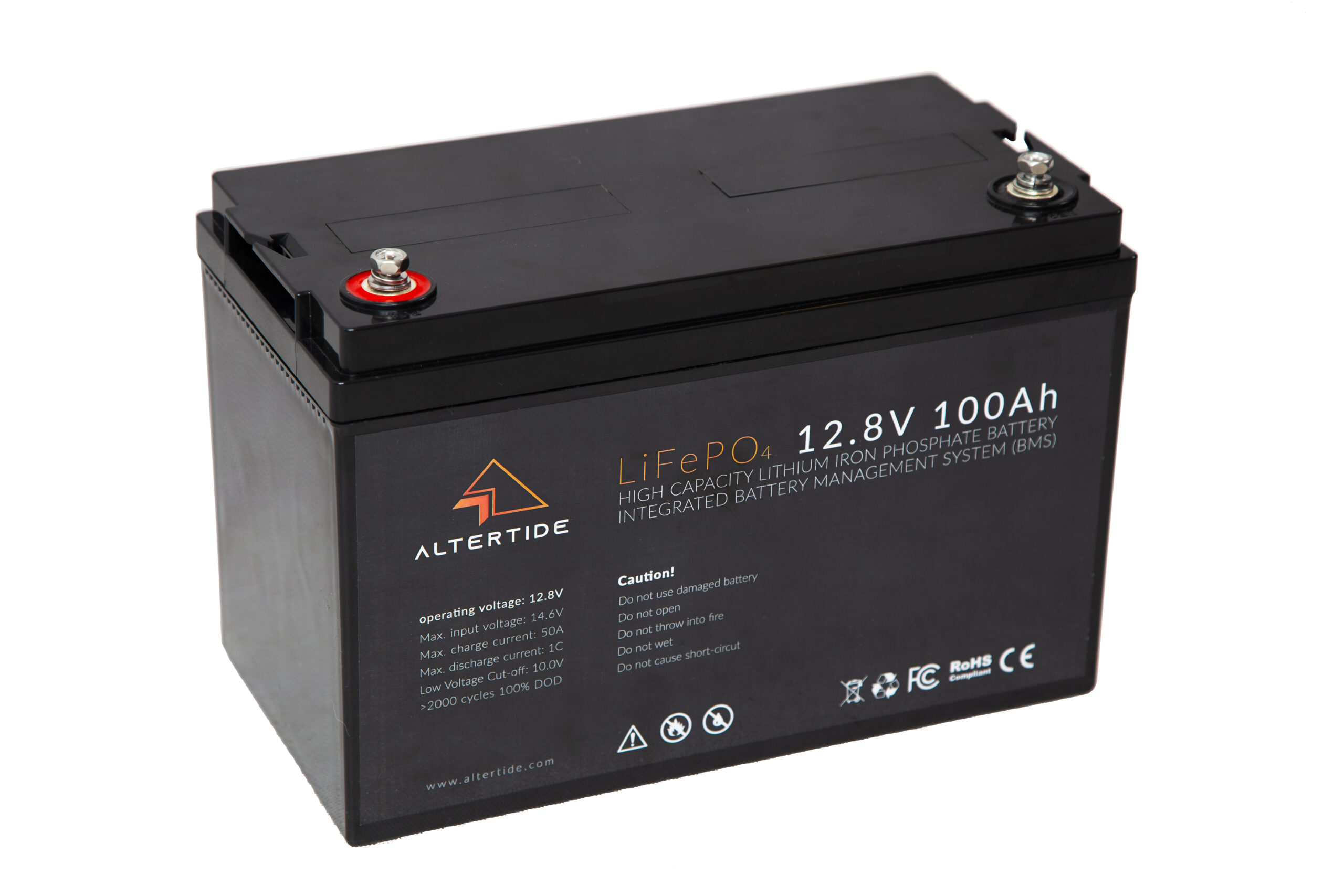 HQST 12 Volt 100Ah LiFePO4 Lithium Iron Phosphate Battery, Built
